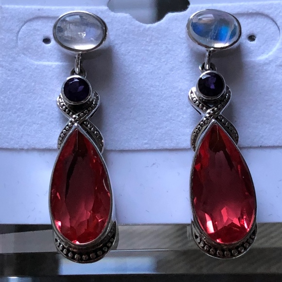 Nicky Butler WATERMELON QUARTZ & MOONSTONE Earring - Picture 6 of 8